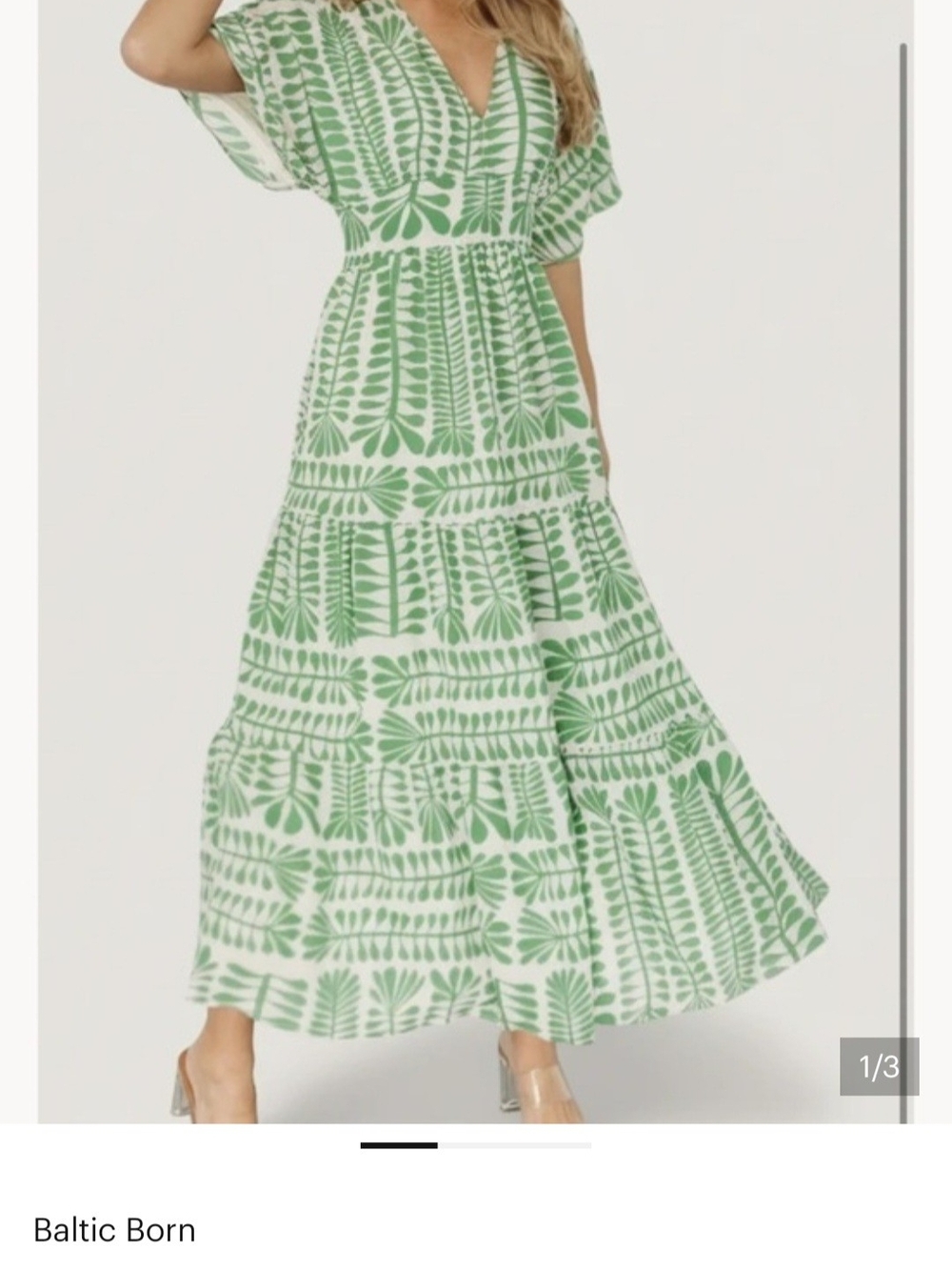 Baltic Born White and Green Botanical Tiered Maxi Dress